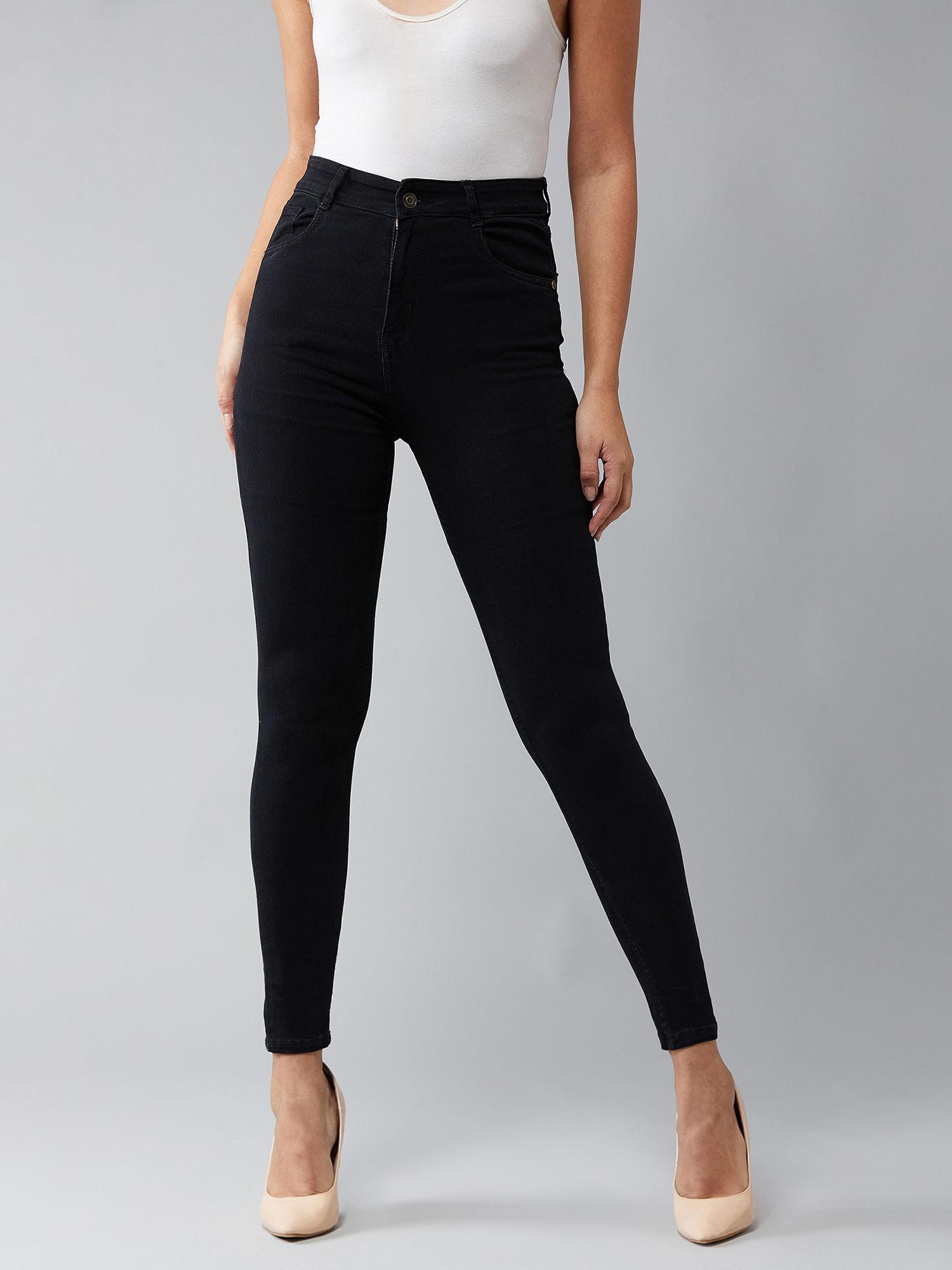 black skinny fit high rise denim jeans
