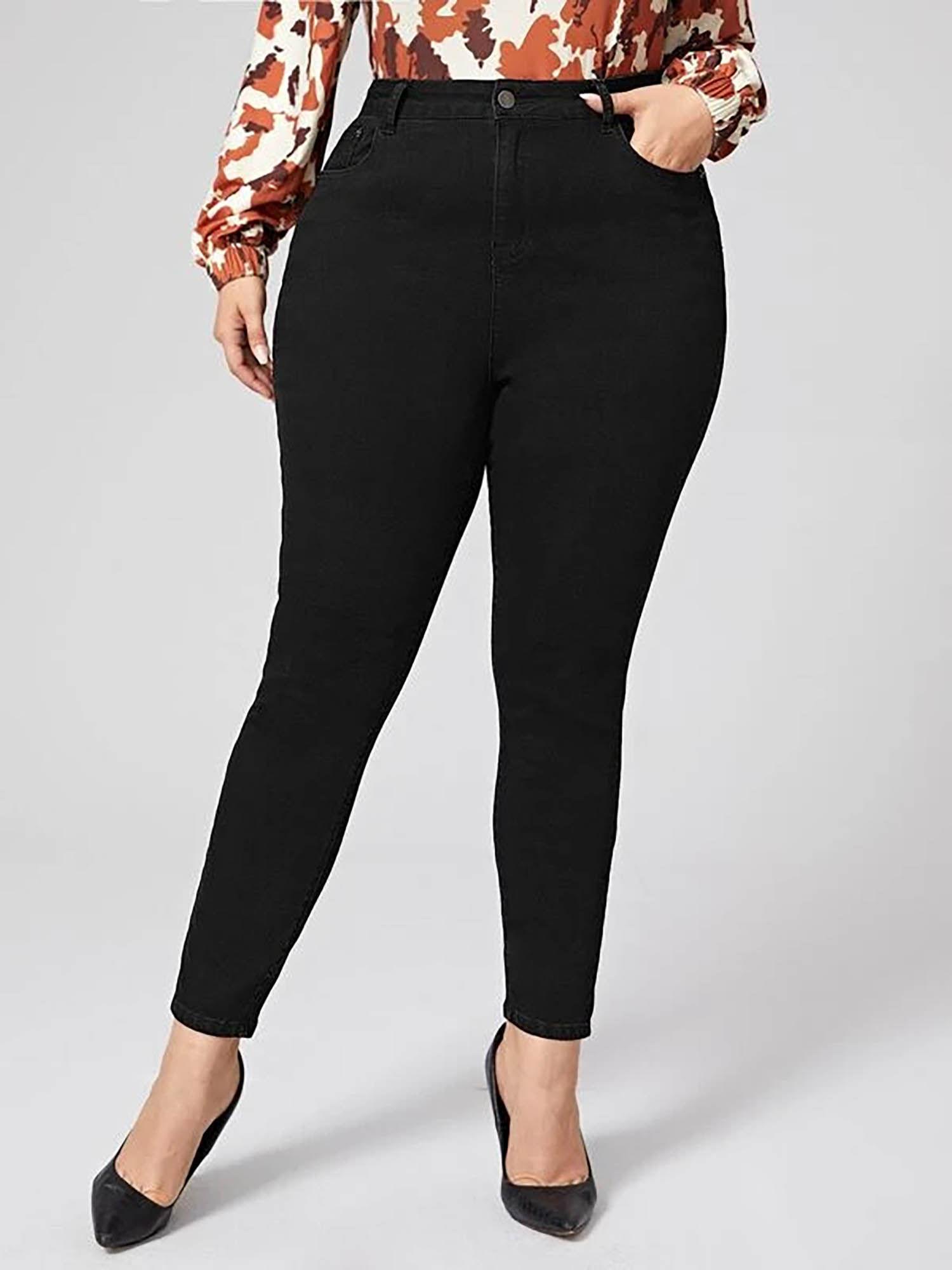 black skinny plus size high rise jeans