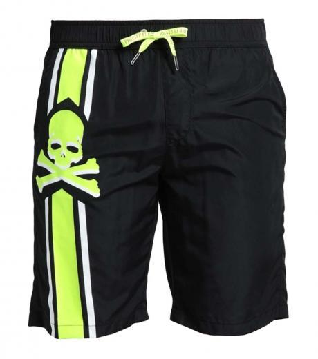 black skull logo swim shorts