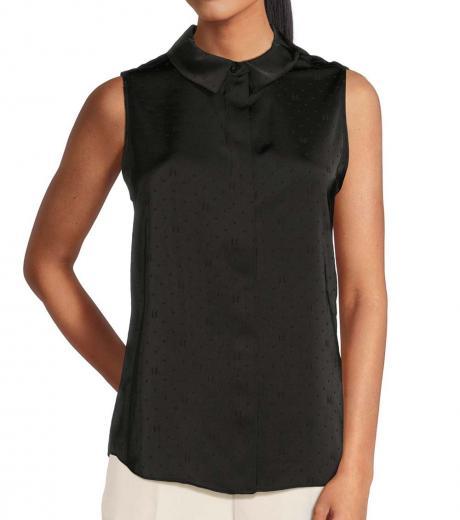 black sleeveless collared shirt