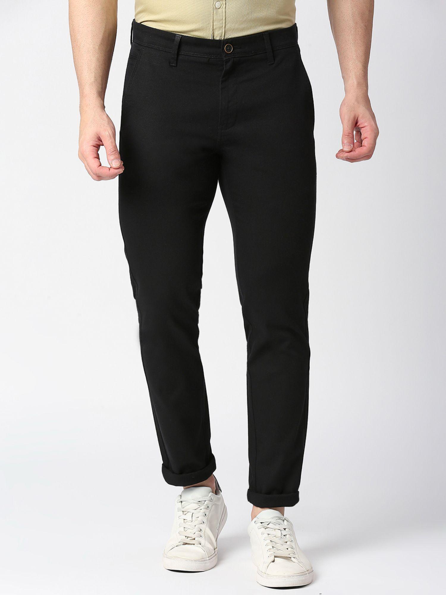 black slim cotton trouser