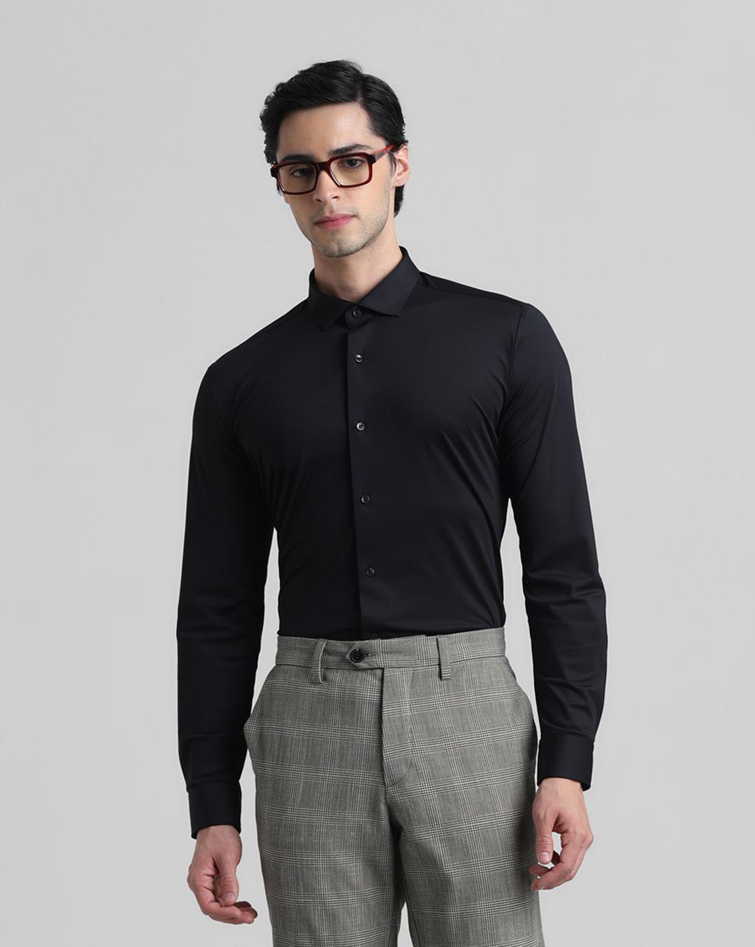 black slim fit formal shirt