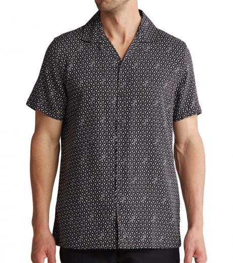 black slim fit geometric pattern shirt