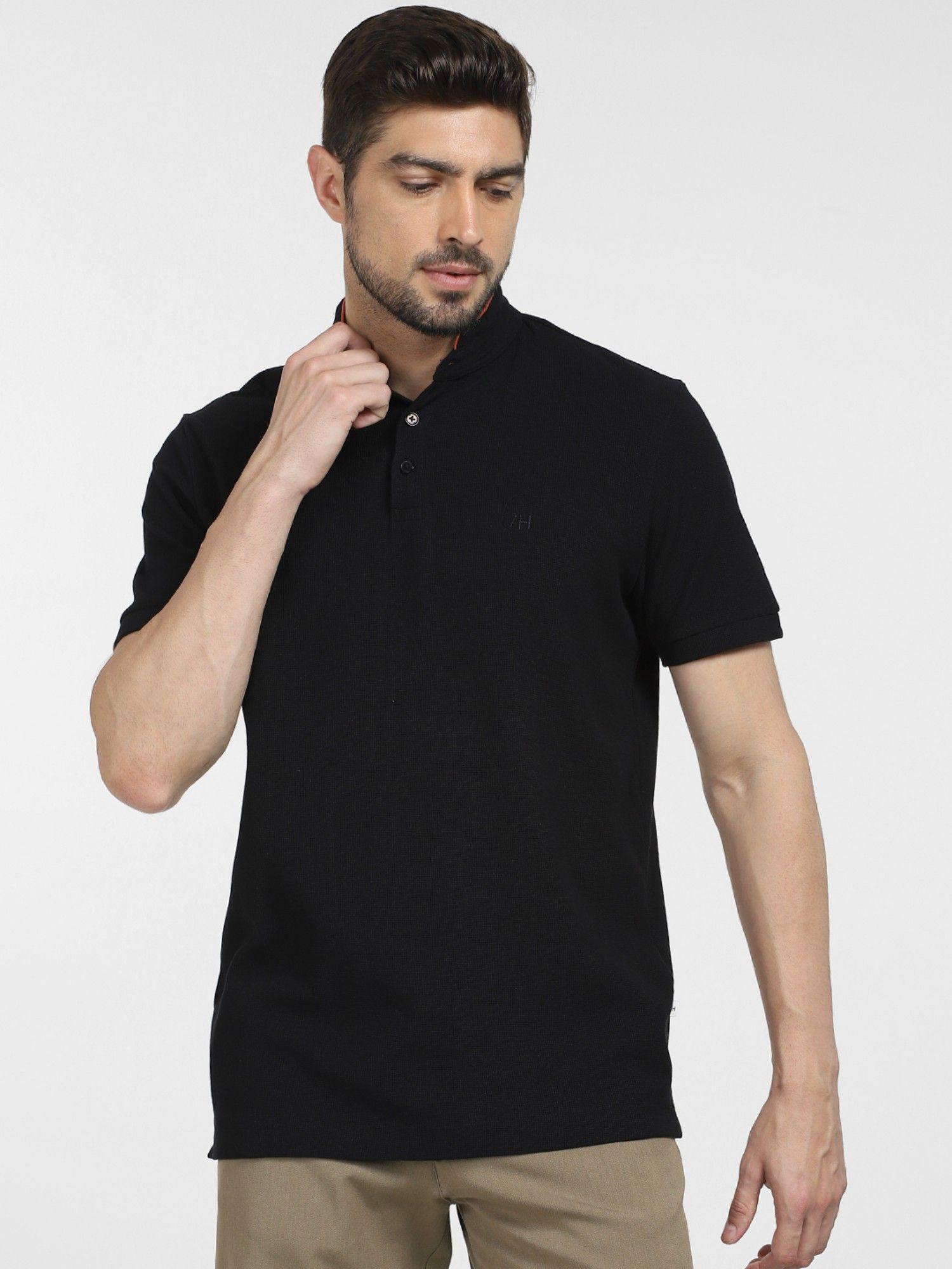 black slim fit henley t-shirt