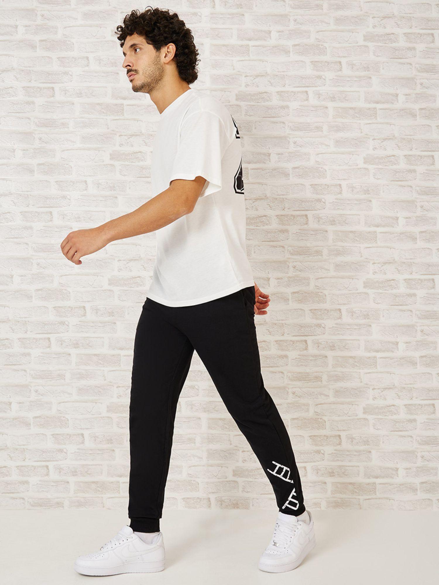 black slim fit jogger with bottom ladder print