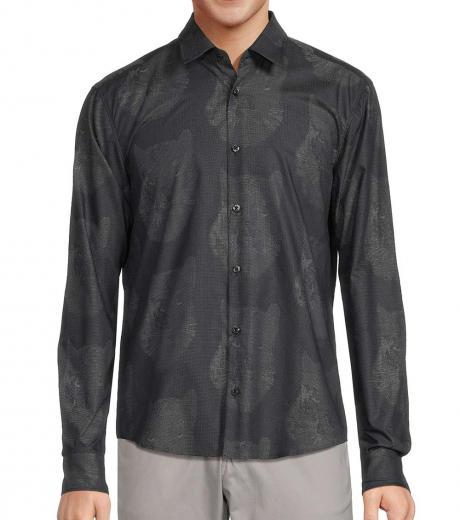 black slim fit pattern shirt