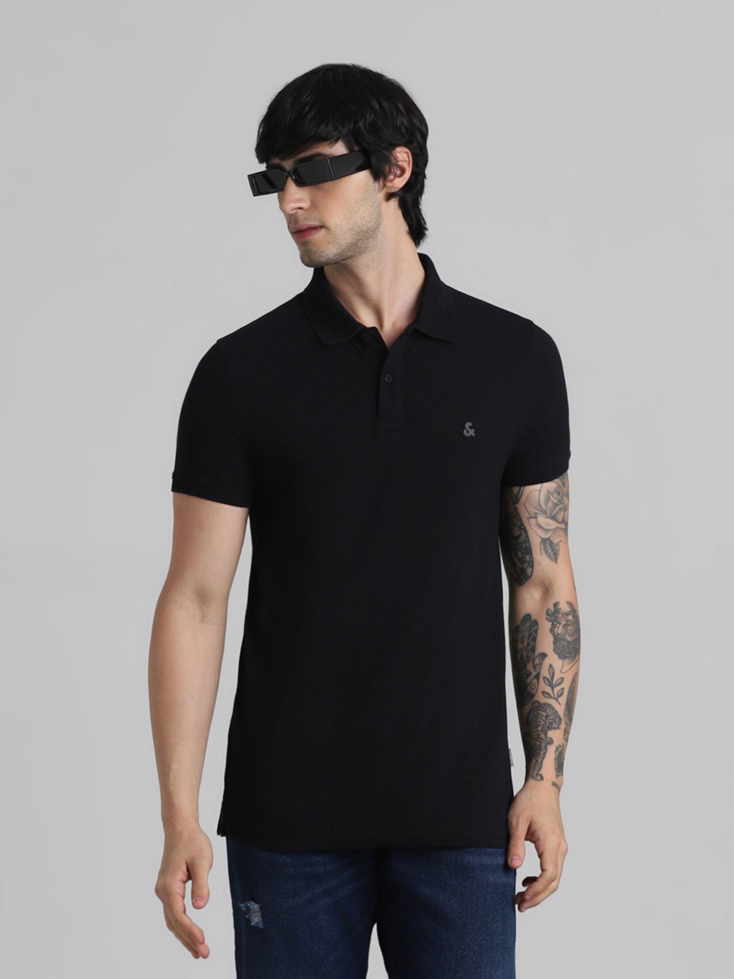 black slim fit polo t-shirt