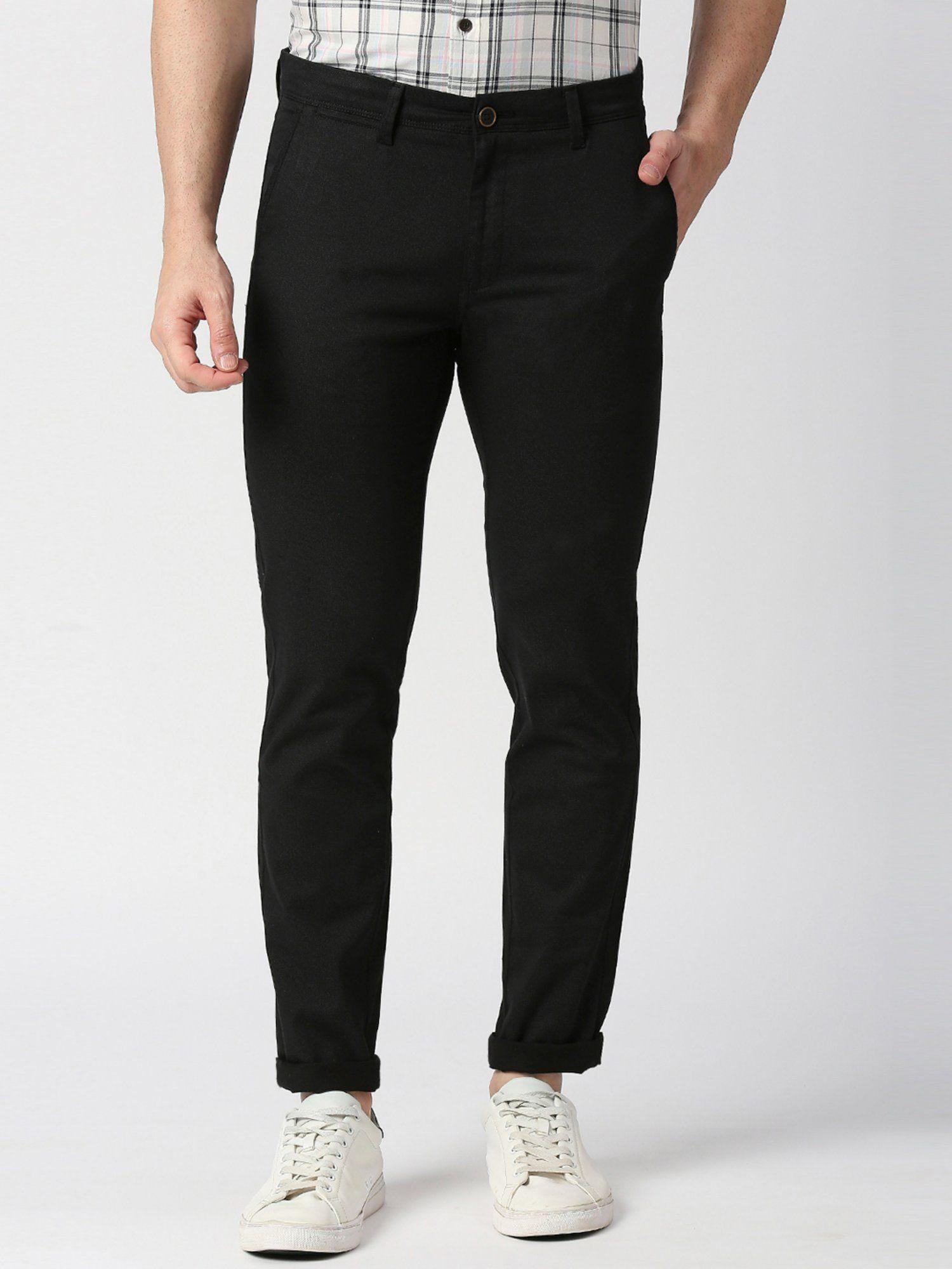 black slim tapered cotton stretch trouser