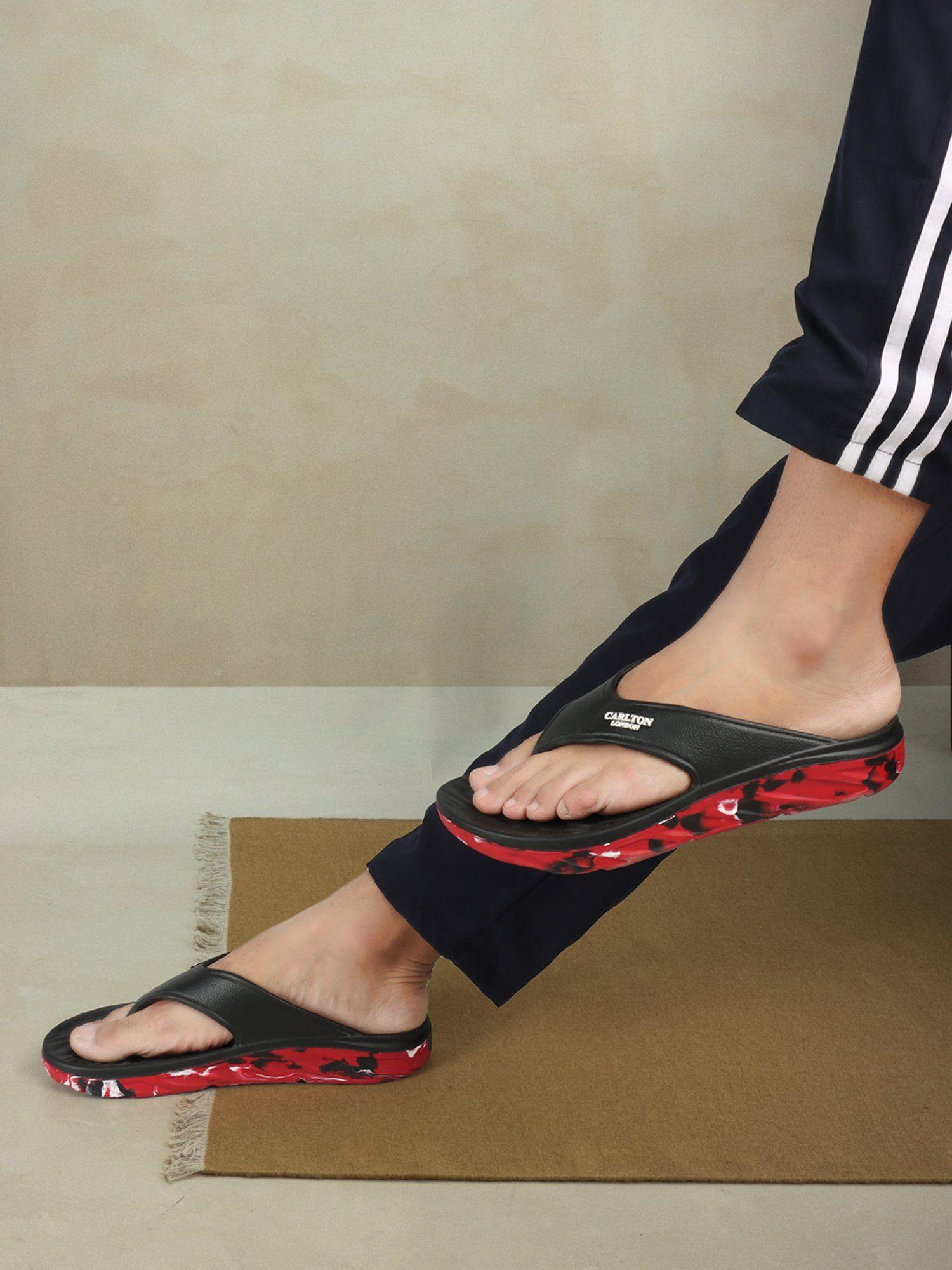 black slip on men solid flip flops