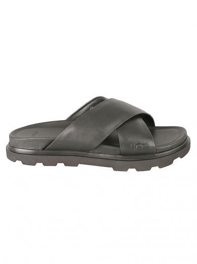 black slip on sandals