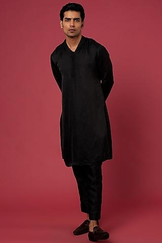 black soft silk kurta set
