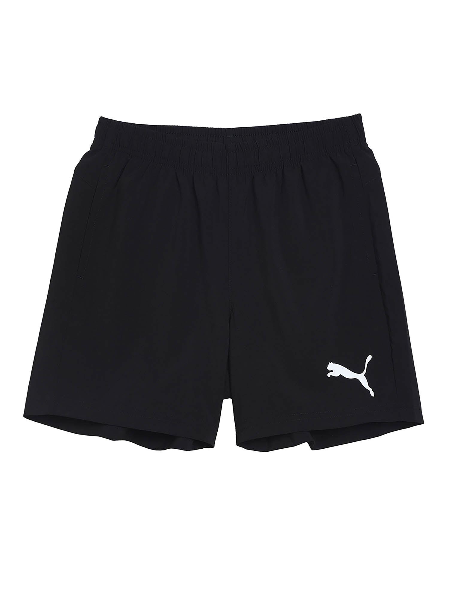 black solid active woven kids shorts