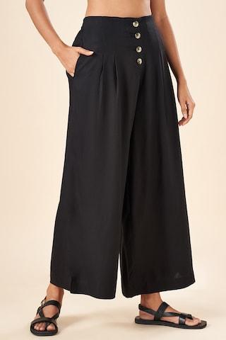 black solid ankle-length  casual women flared fit  culottes