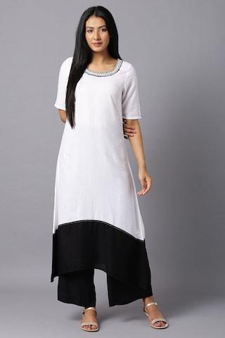 black solid ankle-length casual women regular fit palazzo