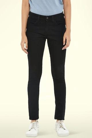 black solid ankle-length casual women skinny fit jeans