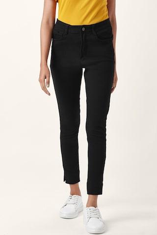 black solid ankle-length casual women skinny fit jeans