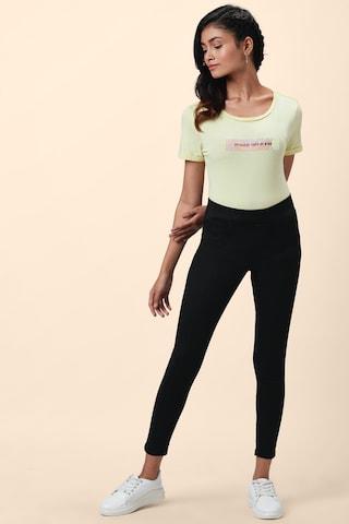 black solid ankle-length casual women skinny fit jeggings