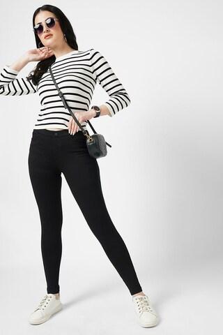 black solid ankle-length casual women skinny fit treggings