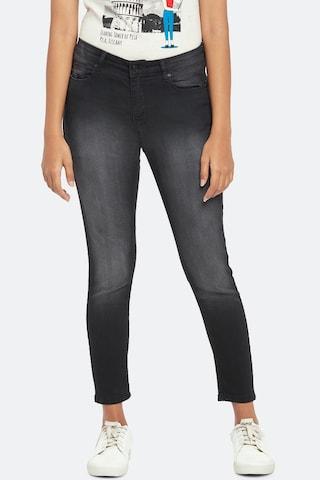 black solid ankle-length casual women slim fit jeans
