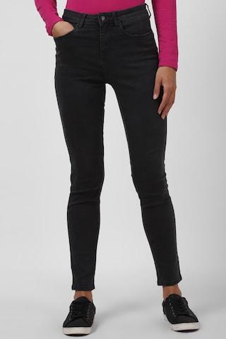 black solid ankle-length casual women super slim fit jeans