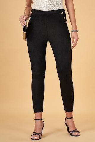 black solid ankle-length formal women slim fit  treggings