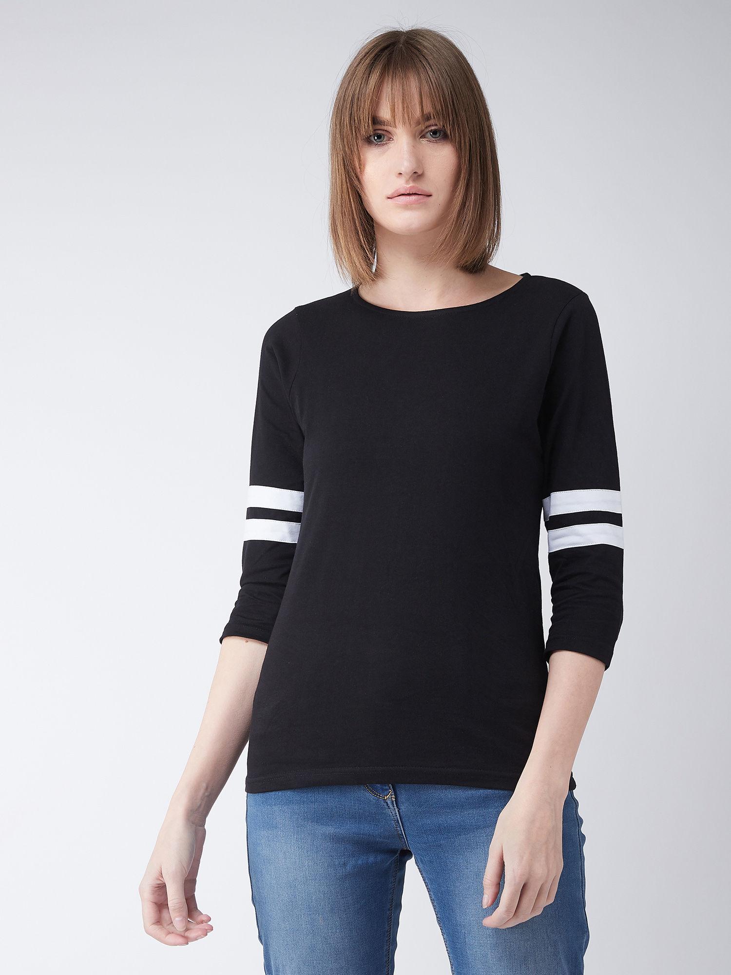 black solid basic top