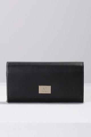 black solid casual polyurethane women wallet