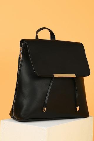 black solid casual pu women backpack