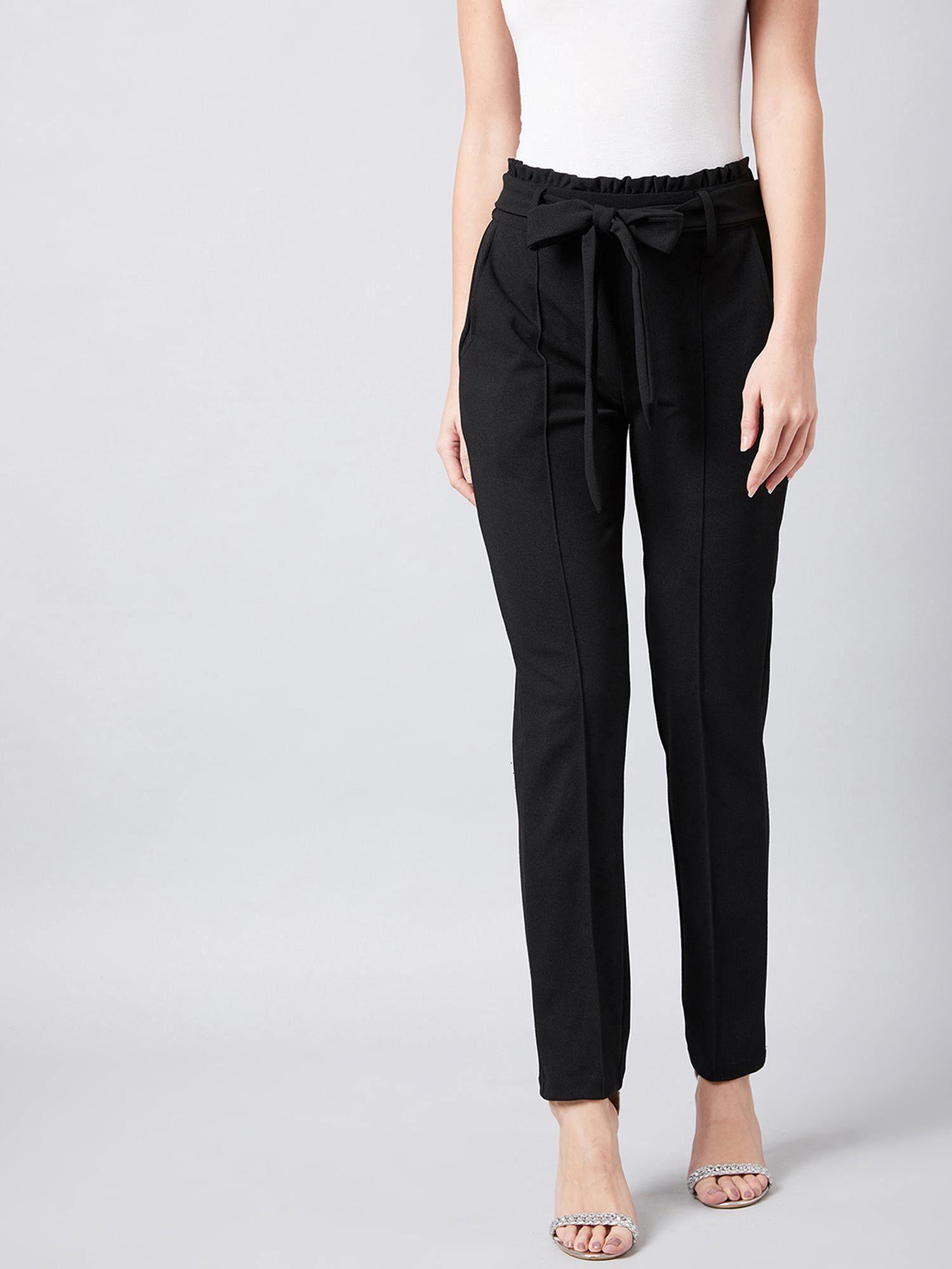 black solid casual trouser