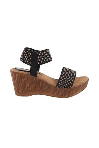 black solid casual women sandal