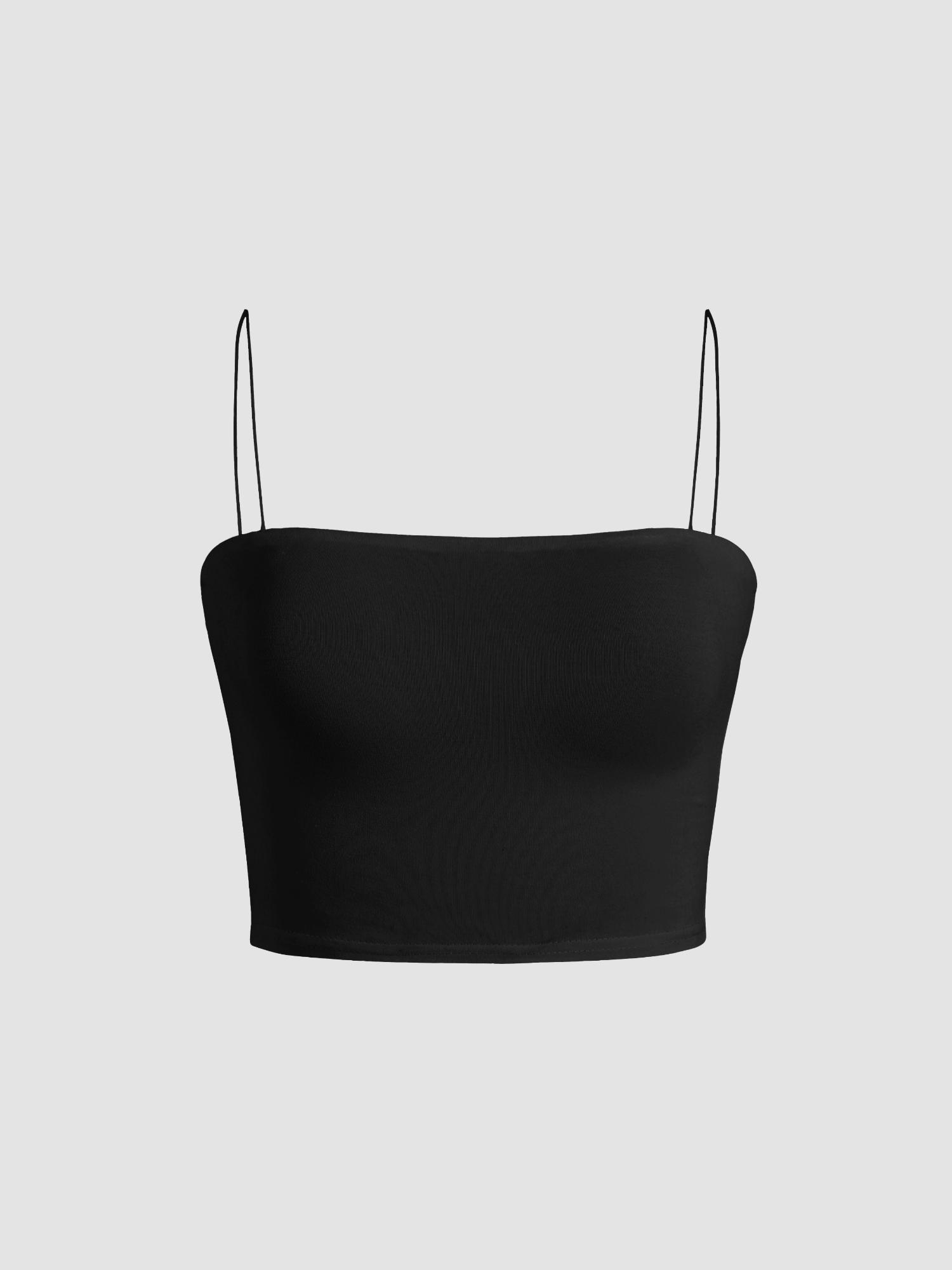 black solid classic crop top