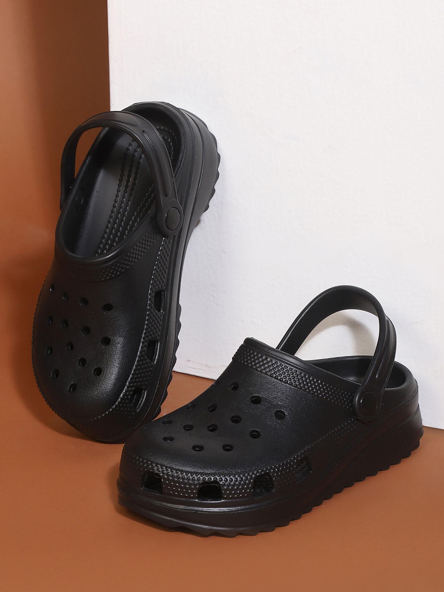 black solid clogs