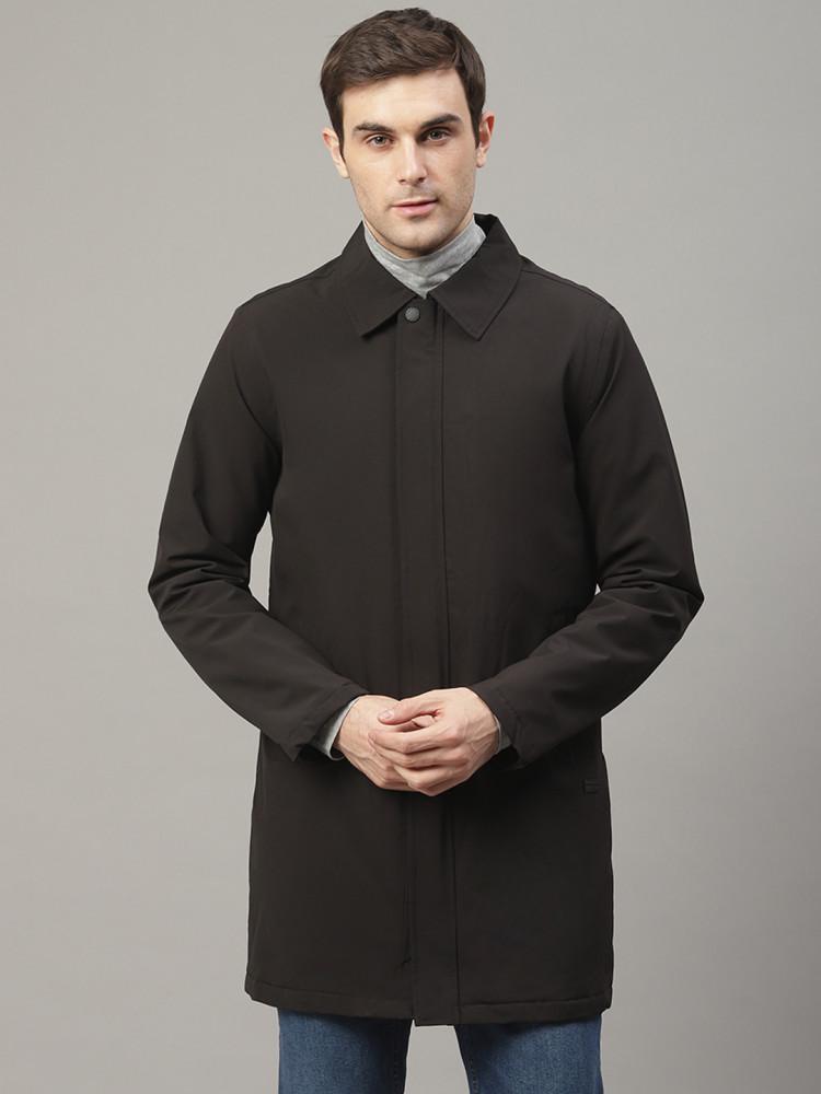 black solid collar coat