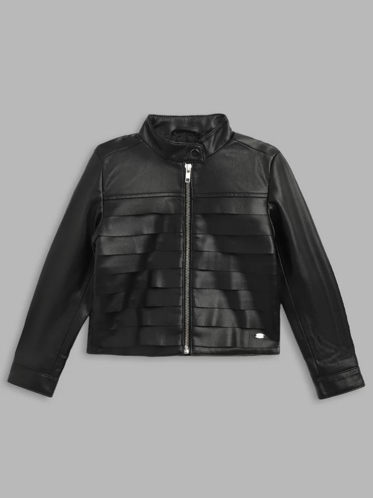 black solid collar jacket