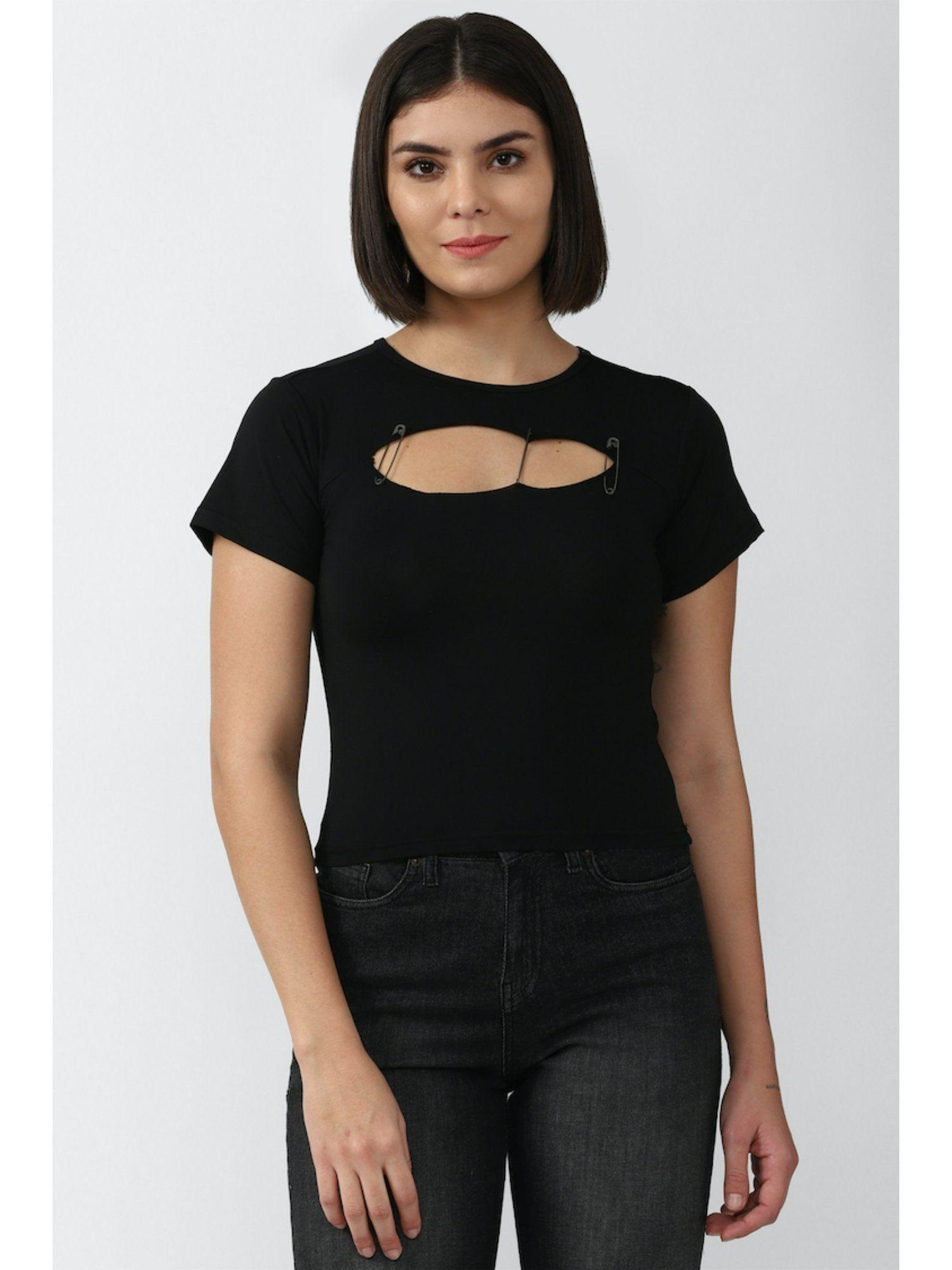 black solid crop top