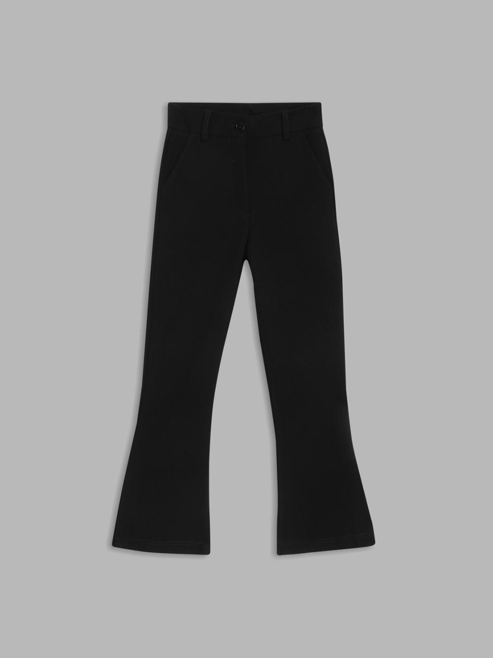 black solid fit and flare trouser