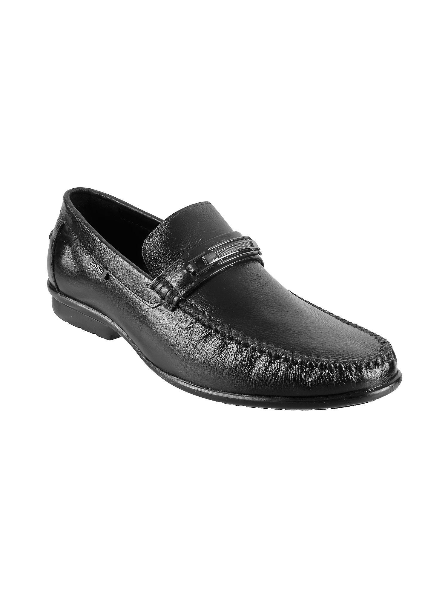 black solid formal loafers