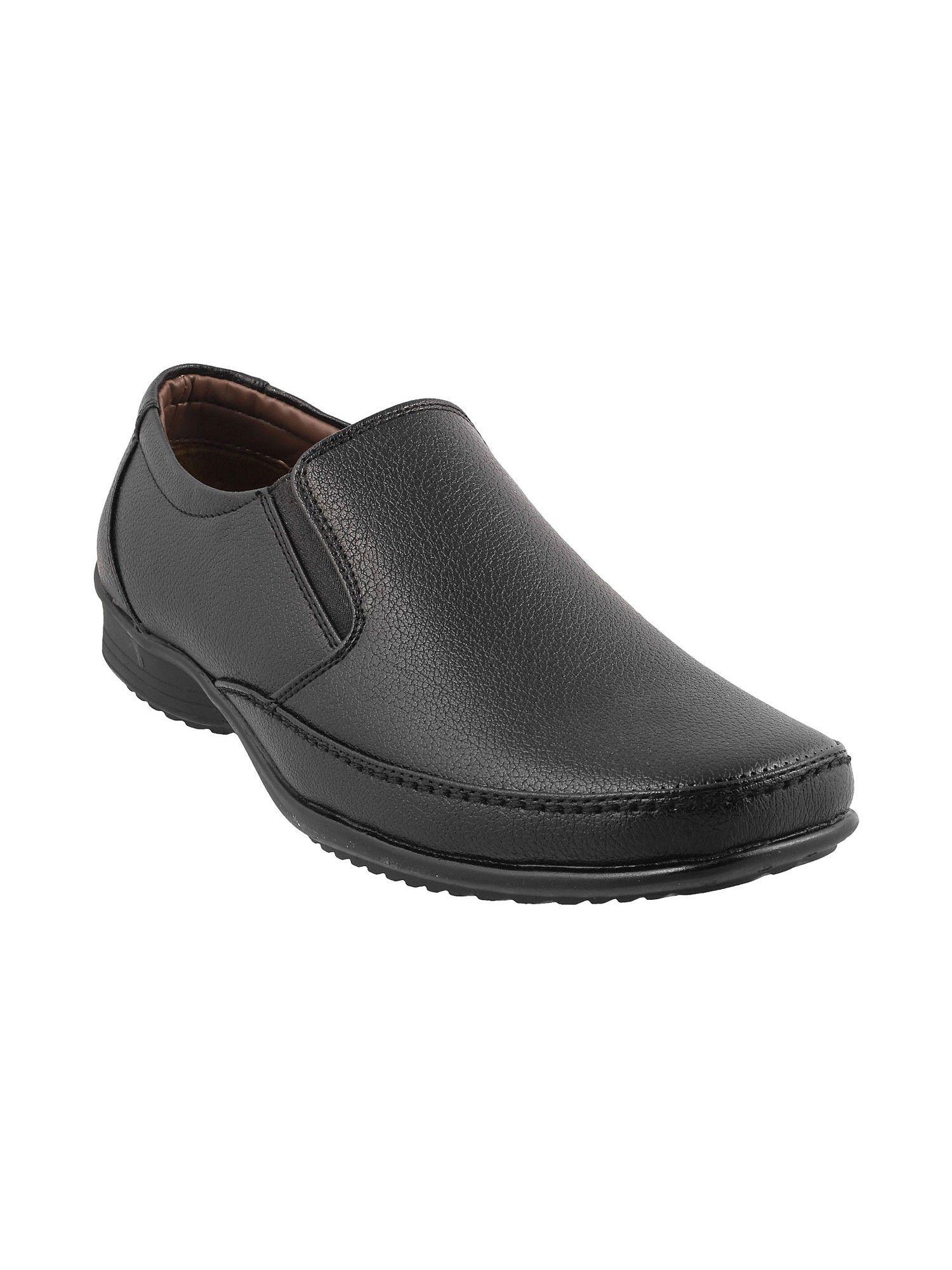 black solid formal slip on