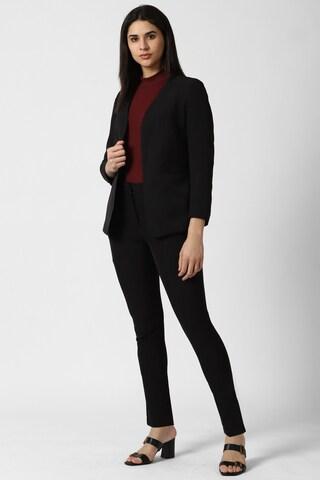 black solid formal women regular fit blazer
