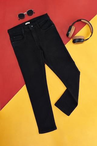 black solid full length  casual boys regular fit  jeans