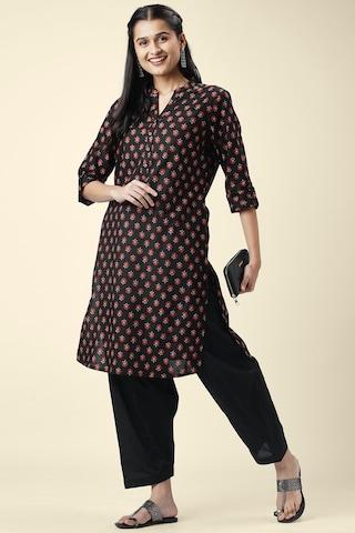 black solid full length casual women regular fit salwar