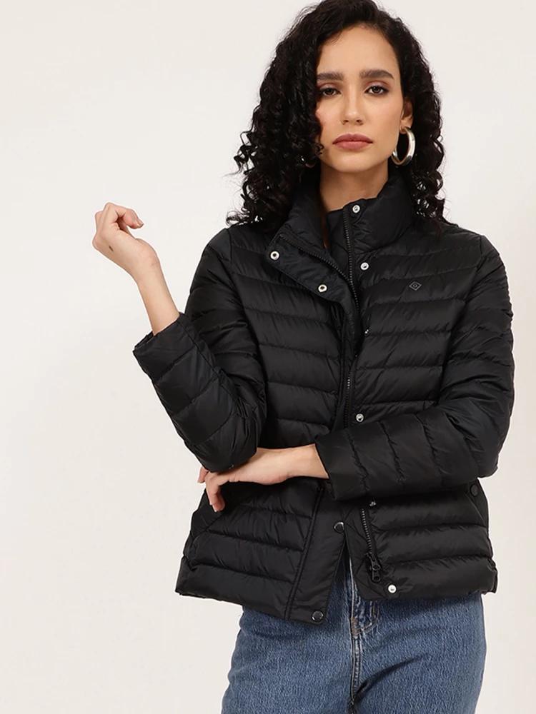 black solid high neck jacket