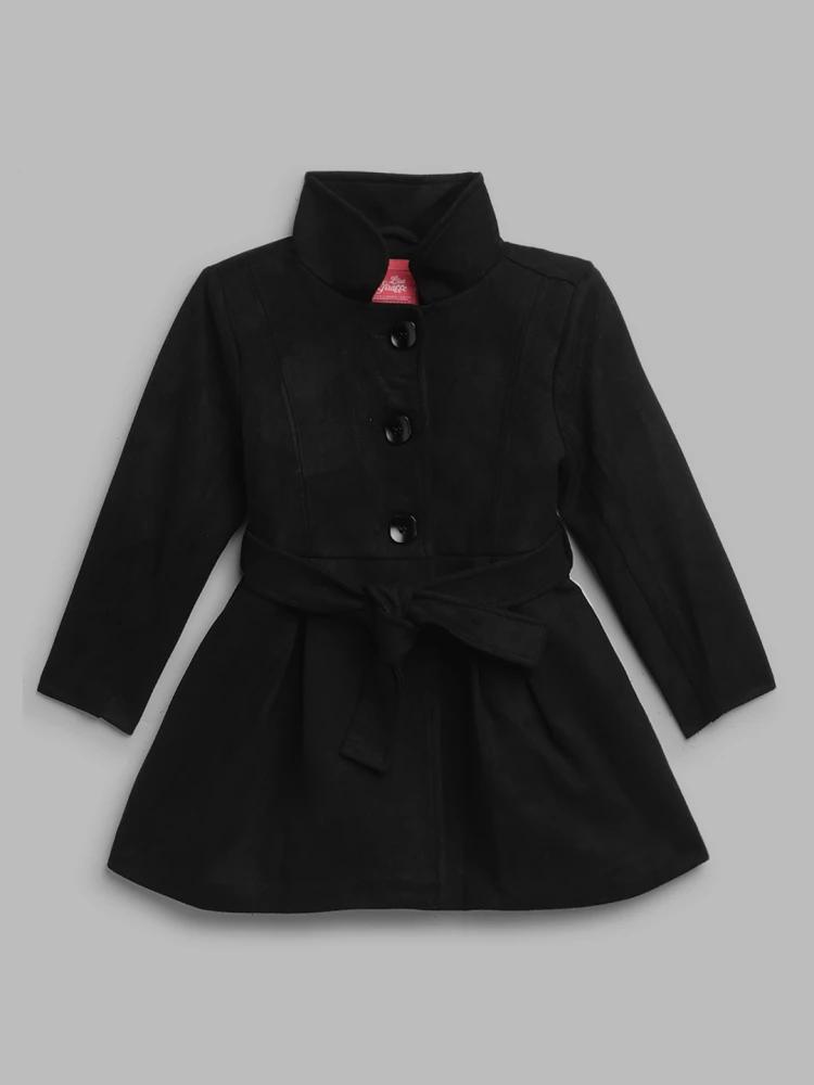 black solid high neck overcoat