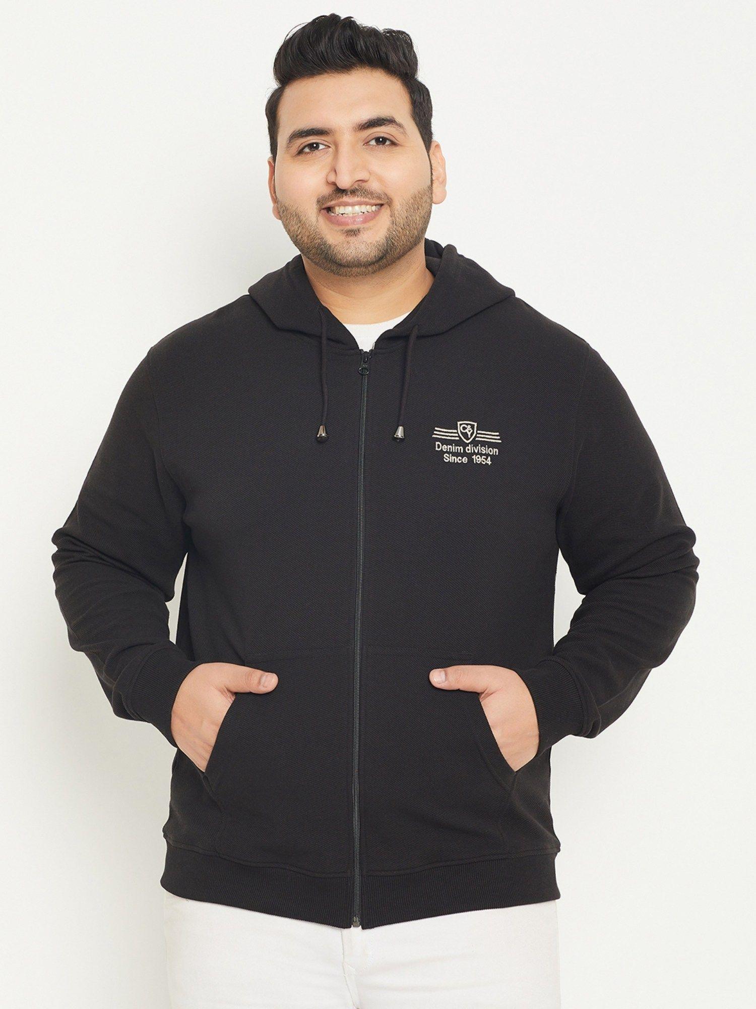 black solid hoodie plus size