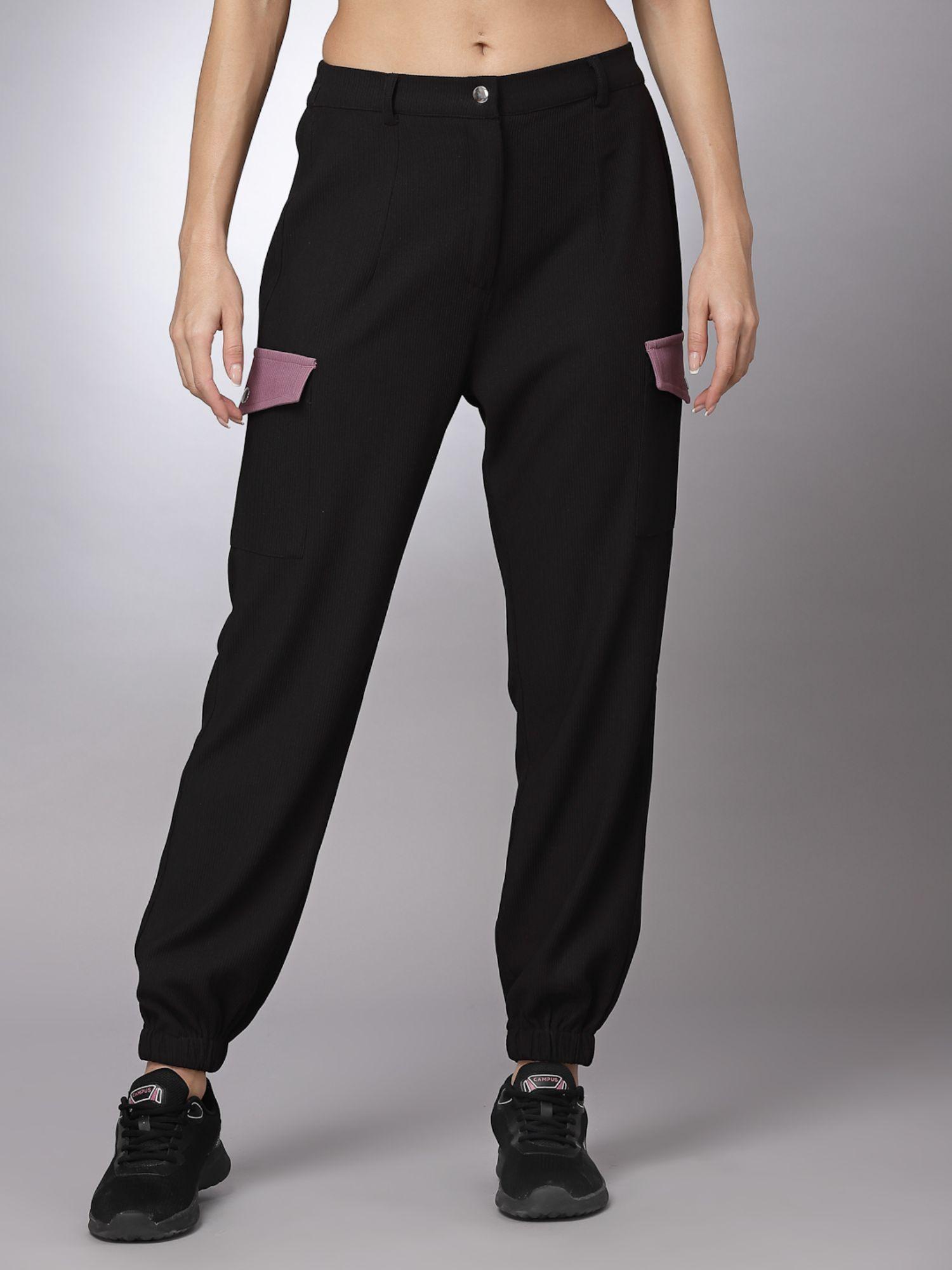 black solid joggers