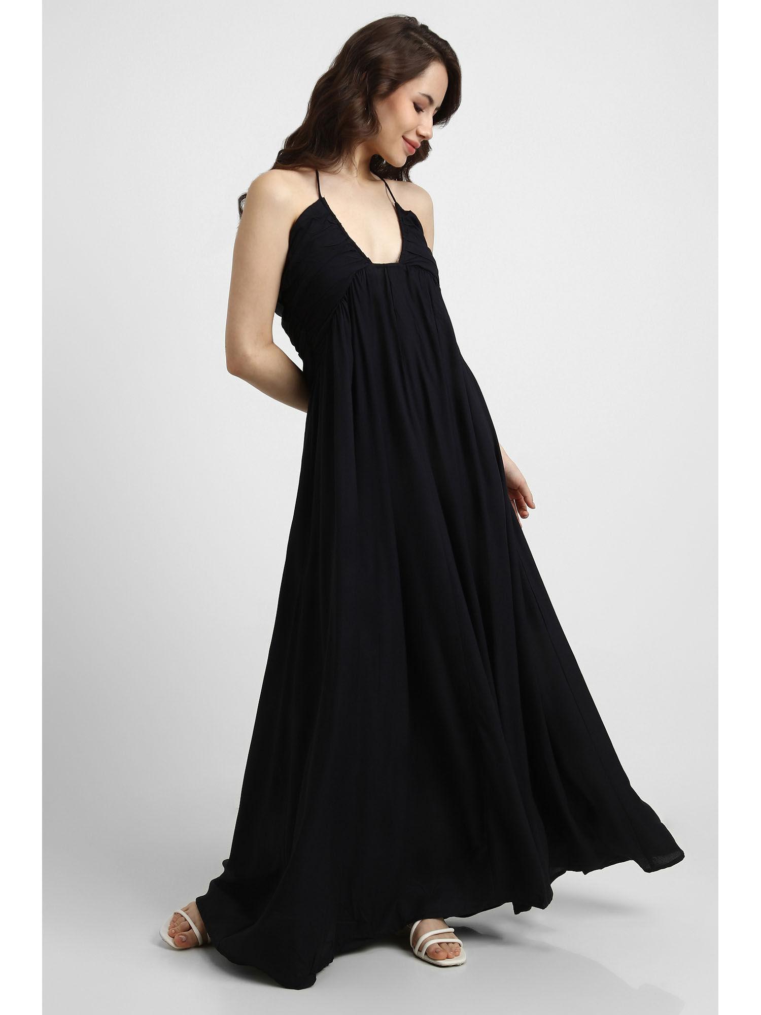 black solid maxi dress