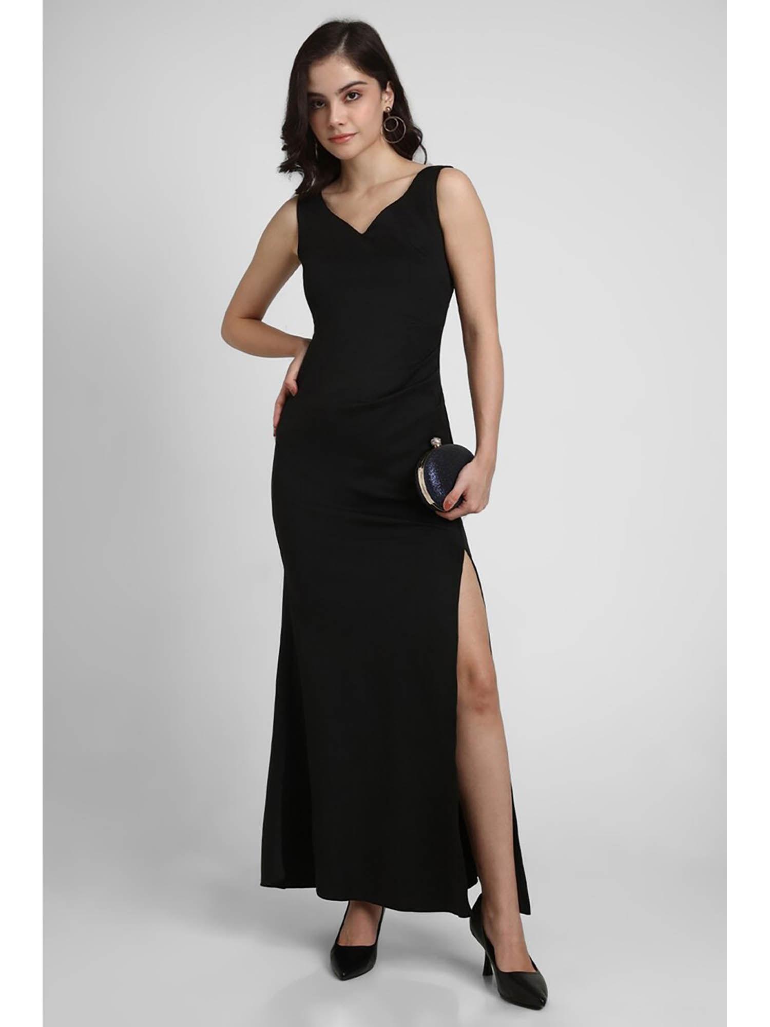 black solid maxi dress