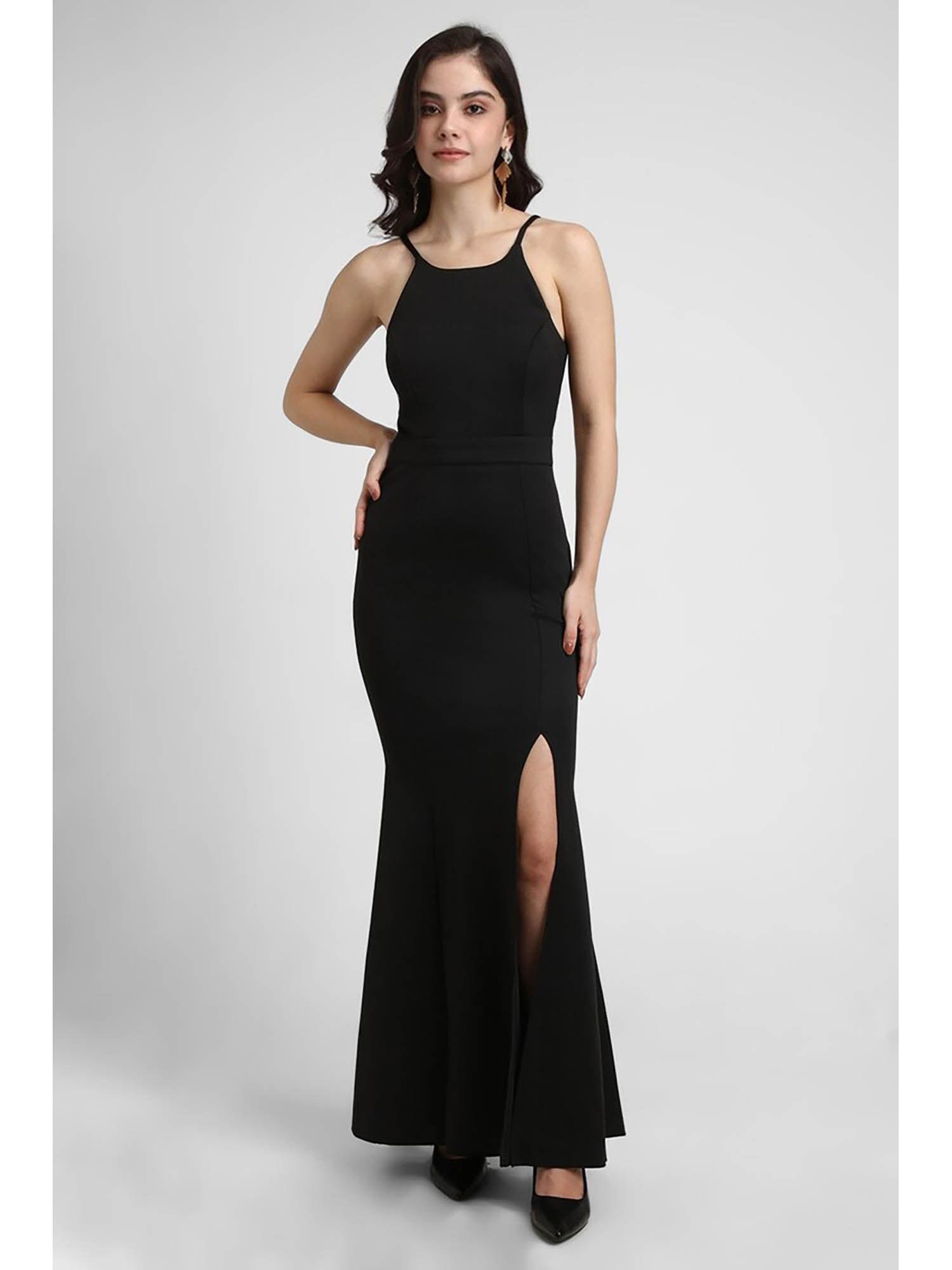 black solid maxi dress