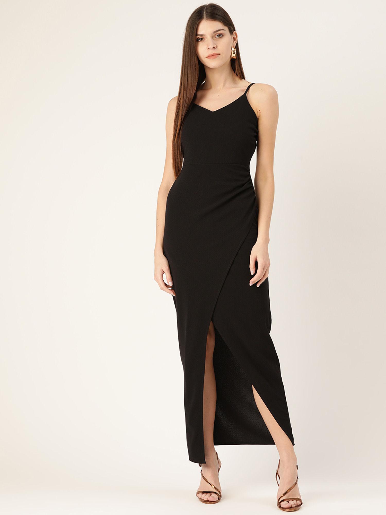 black solid maxi dress