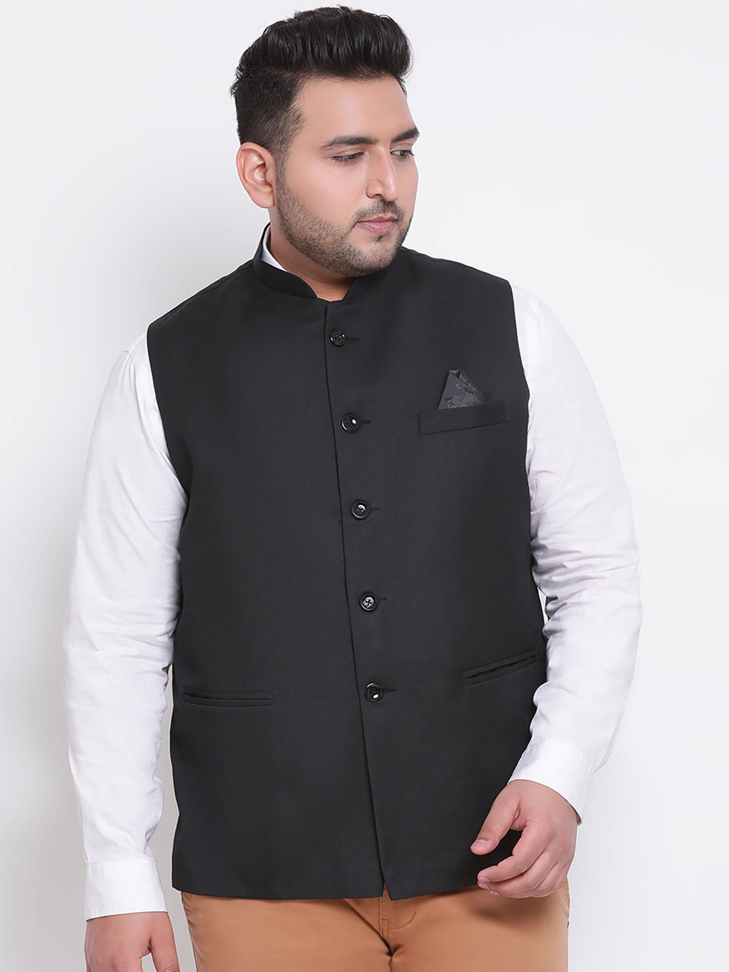 black solid nehru jacket